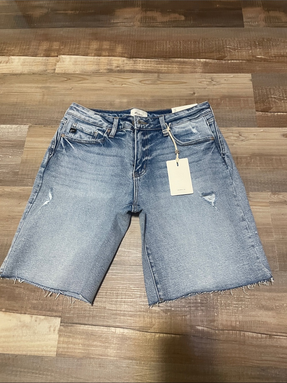 KanCan Light Blue Distressed Bermuda Denim Jean Shorts